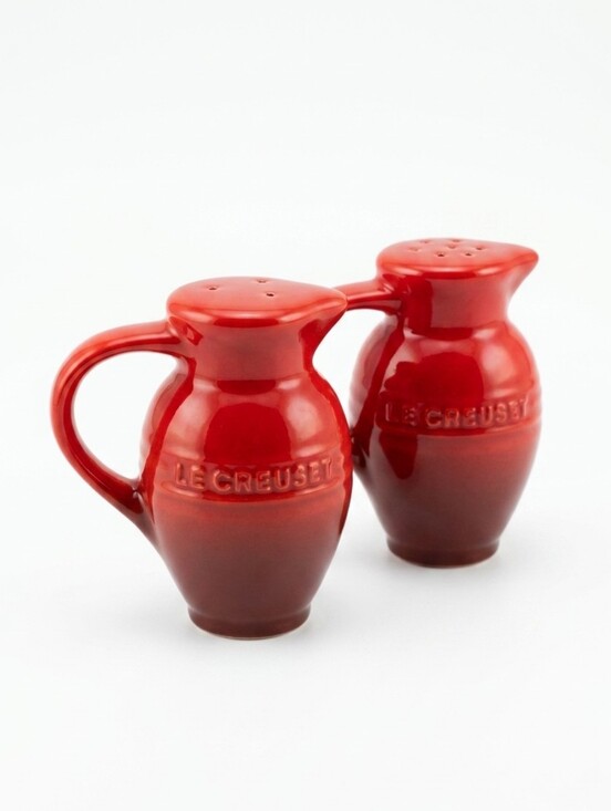 Le Creuset Other - ​Le Creuset Cerise Red Stoneware Salt & Pepper Shakers - Mini Pitcher Set